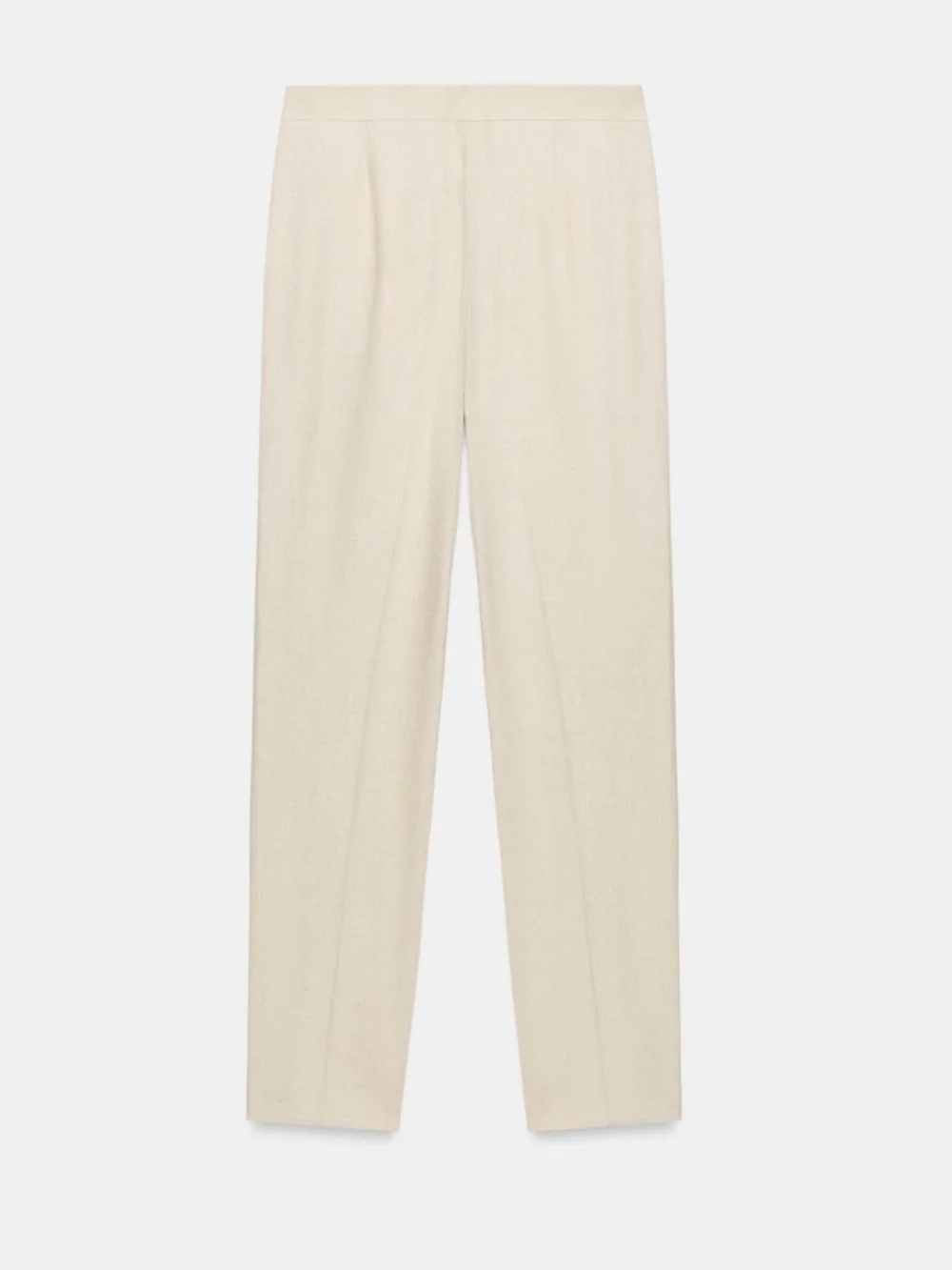 Zara SLIM FIT Cream Straight-Leg Linen Blend Trousers